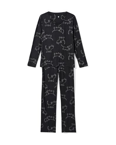 pyjama femme takkie et siepie micro noir - 23401180BLACK - HEMA