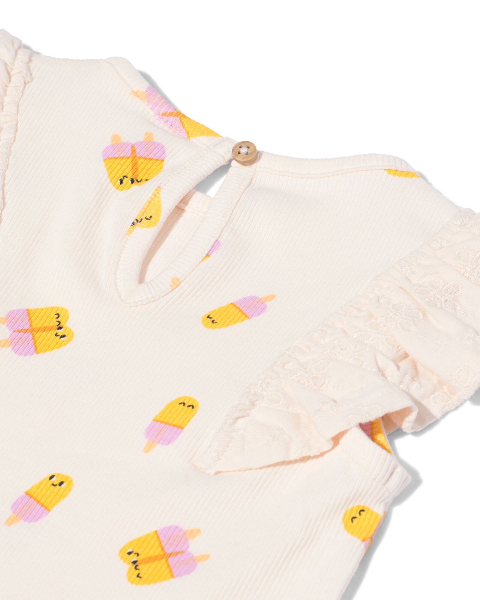 t-shirt b&eacute;b&eacute; c&ocirc;tel&eacute; cr&egrave;me glac&eacute;e &eacute;cru &eacute;cru - 33000280ECRU - HEMA