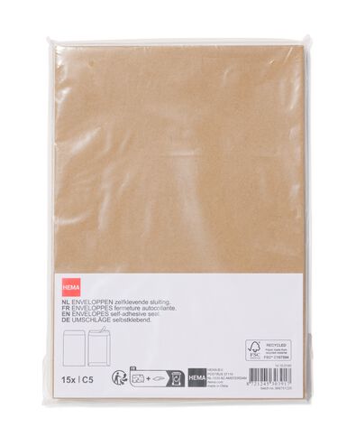 enveloppen C5 kraft - 15 stuks - 14100145 - HEMA