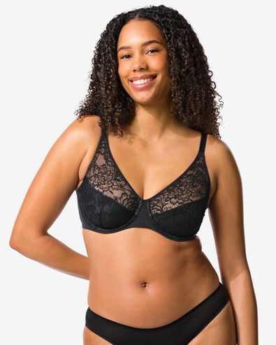 Nicht vorgeformter Spitzen-BH mit B&uuml;gel  schwarz schwarz - 21805850BLACK - HEMA