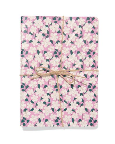 carnet A5 lign&eacute; &agrave; fleurs - lot de 3  - 14100219 - HEMA