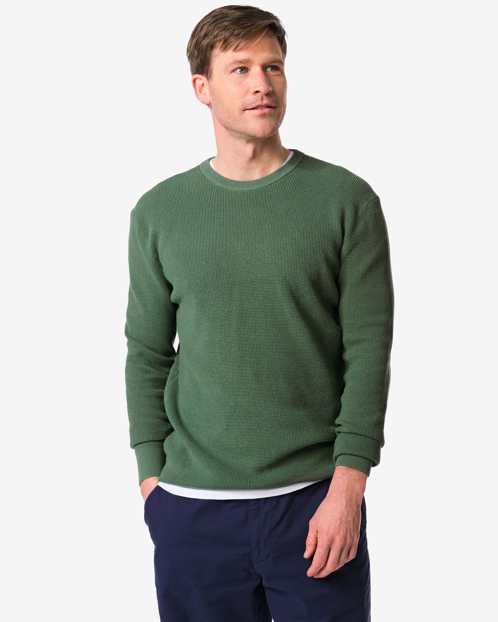 herentrui Lars wafel middengroen - 2140790MIDGREEN - HEMA