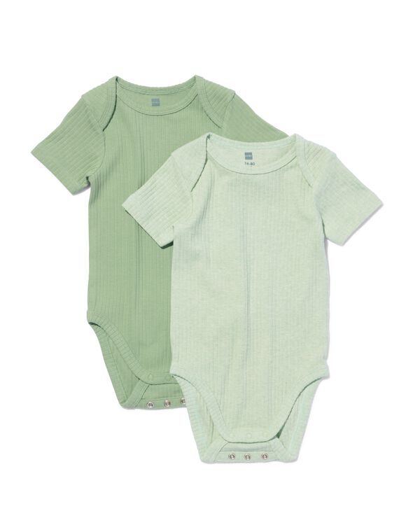 2er-Pack größenflexible Baby-Bodys, gerippt, Bambus/Elasthan grün grün - 33307330GREEN - HEMA