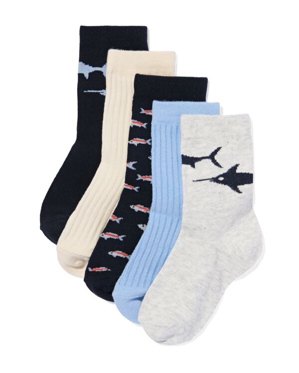 5er-Pack Kinder-Socken, mit Baumwolle dunkelblau dunkelblau - 4330170DARKBLUE - HEMA