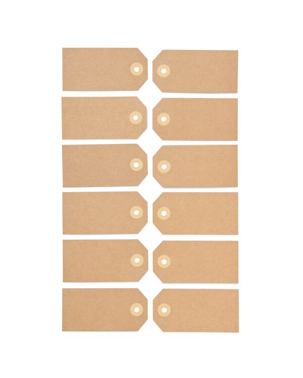 12 &eacute;tiquettes cadeau en carton 8x4 kraft - 14700325 - HEMA