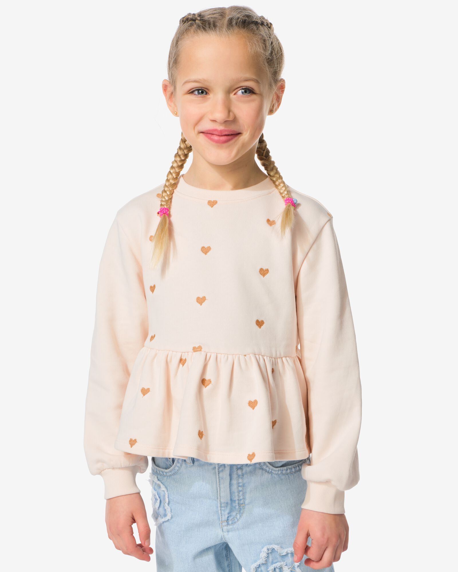 pull enfant tissu sweat c&oelig;urs &eacute;cru &eacute;cru - 30842909ECRU - HEMA