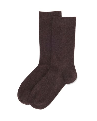 heren sokken met wol - 2 paar donkerbruin 43/46 - 4130827 - HEMA