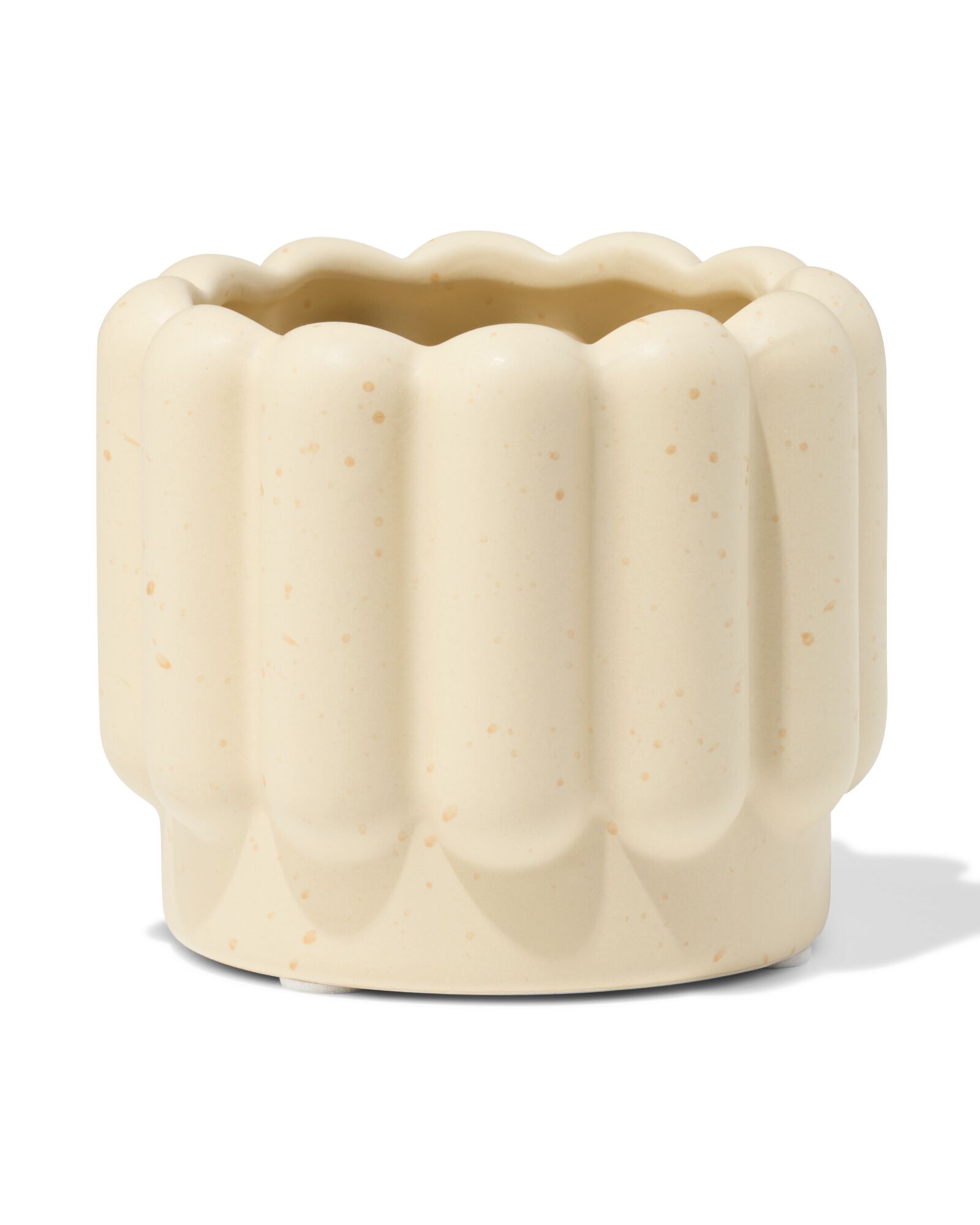 Blumentopf ⌀ 7 x 6 cm, Keramik, gerippt, Sandfarbe - 13325023 - HEMA