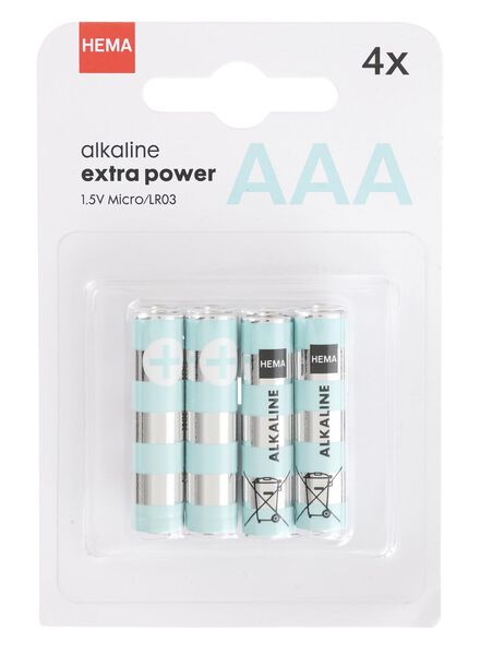 4er-Pack AAA-Batterien, Alkaline, Extra Power - 41290257 - HEMA