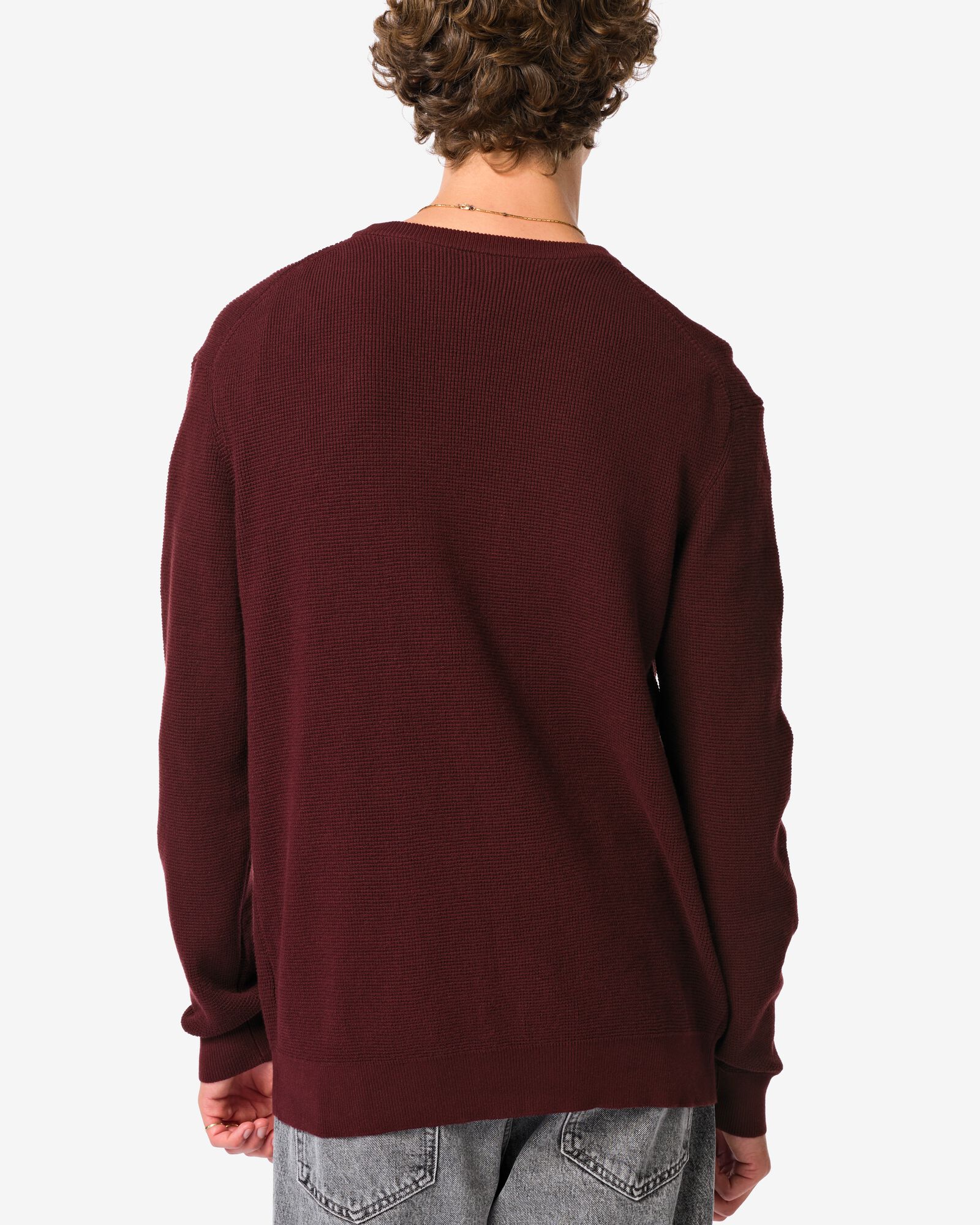 herentrui Lars wafel donkerrood donkerrood - 2140700DARKRED - HEMA