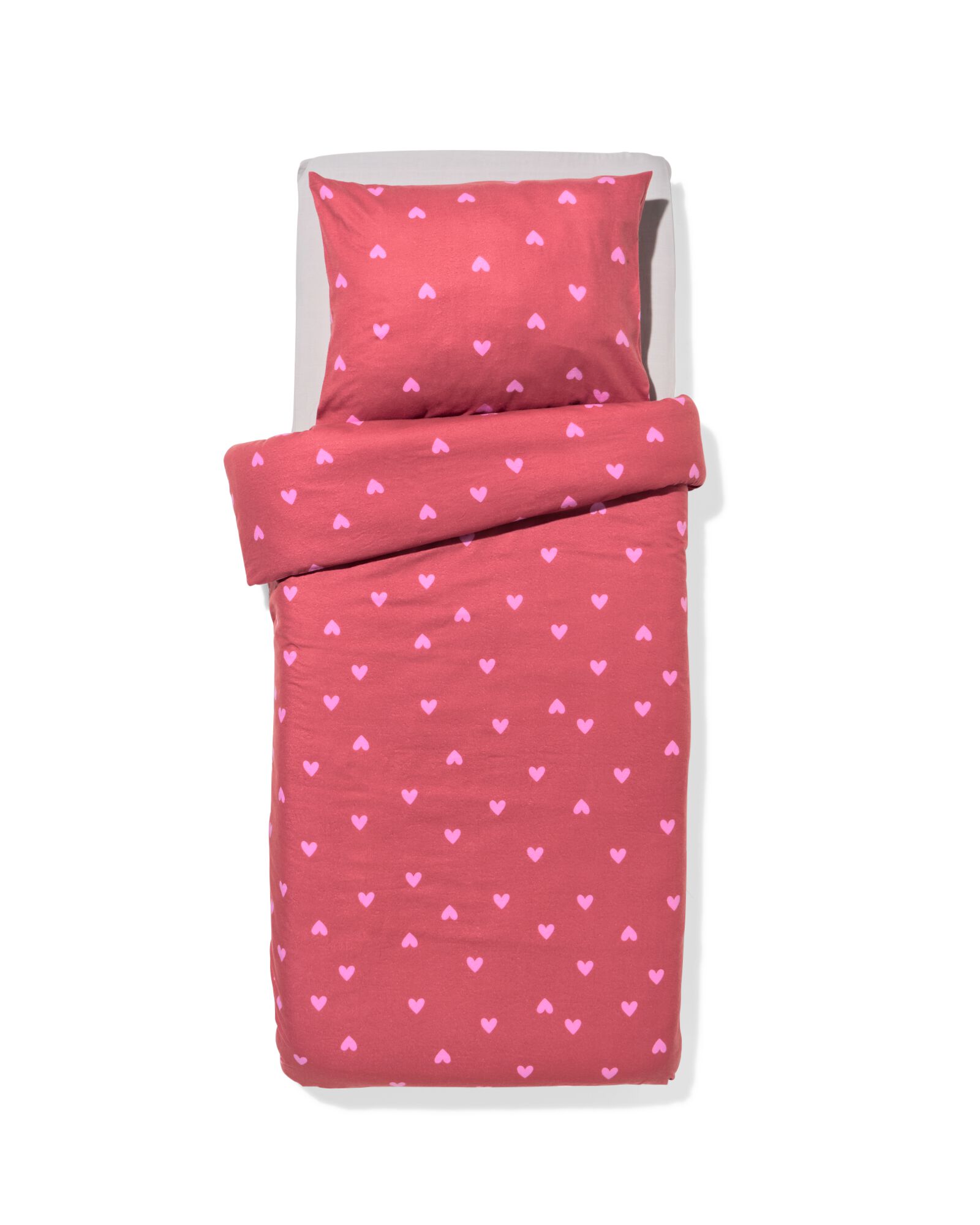 kinderdekbedovertrek 140x200cm flanel hartjes - 5700252 - HEMA