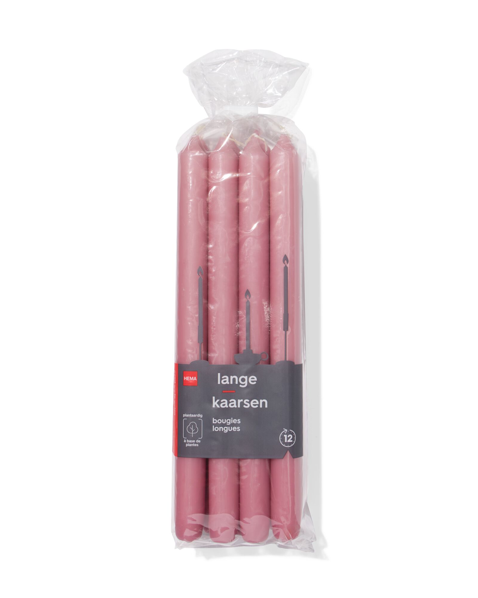 12 bougies longues &Oslash;2.2x29&nbsp; vieux rose 2,2 x 29 - 13504052 - HEMA