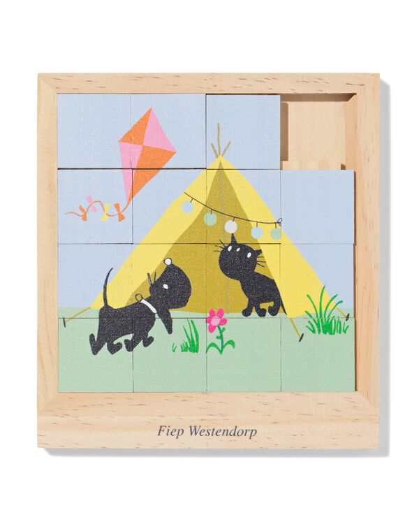 puzzle coulissant Takkie et Siepie 14x15,5x1,4cm bois - 15800157 - HEMA