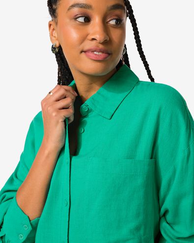 robe chemise femme Lizzy avec lin vert S - 36249546 - HEMA