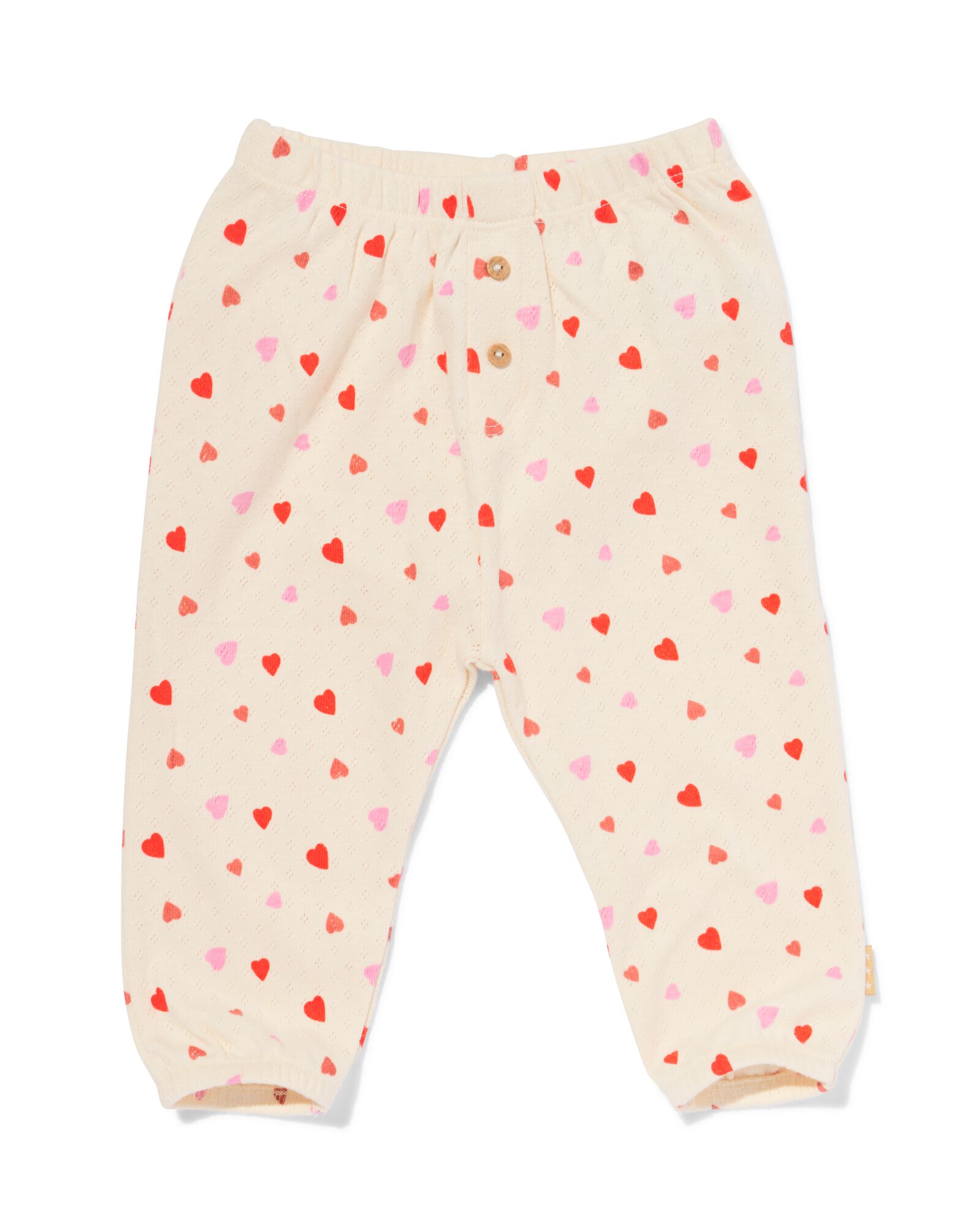 newborn broek ajour hartjes ecru - 33428020ECRU - HEMA