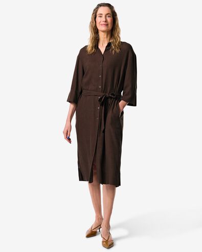 robe femme Dawn midi coupe droite marron fonc&eacute; marron fonc&eacute; - 36207920DARKBROWN - HEMA