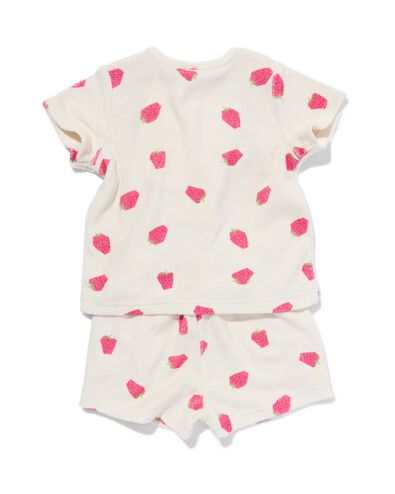 baby kledingset t-shirt en short badstof aardbeien ecru 80 - 33048454 - HEMA