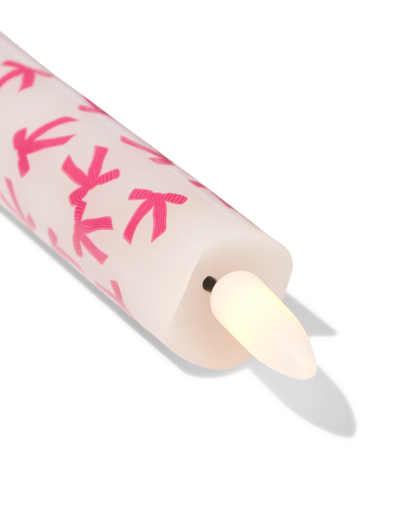 led lange huishoudkaars ⌀2.2x25cm strik wit-roze - 25500269 - HEMA