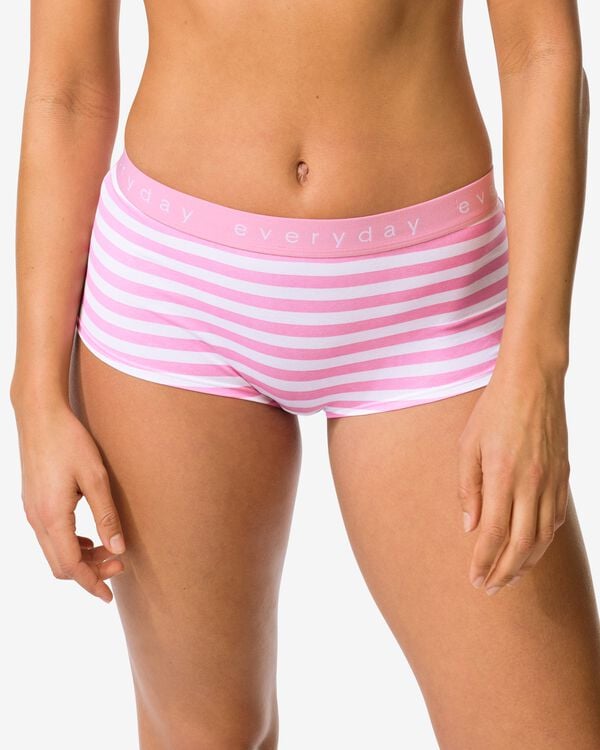Damen-Boxershorts aus Baumwolle mit &bdquo;everyday&ldquo; auf dem Bund, gestreift rosa - 19601904PINK - HEMA