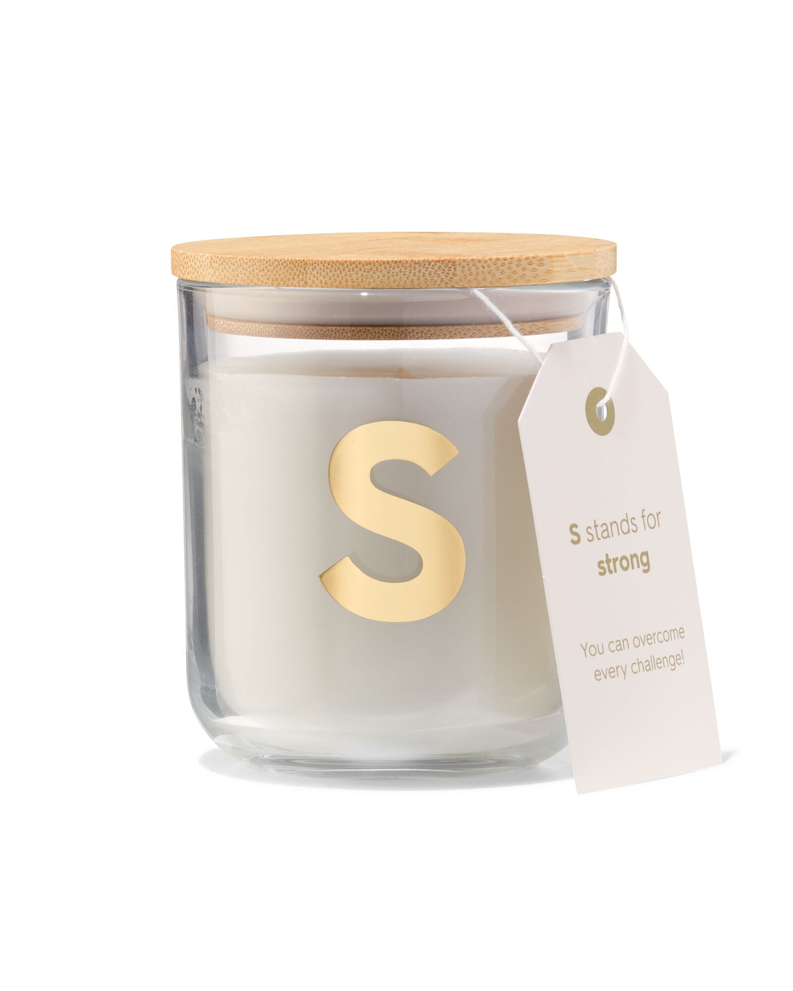 bougie en verre &Oslash;8x10cm lettre S - 61100418 - HEMA