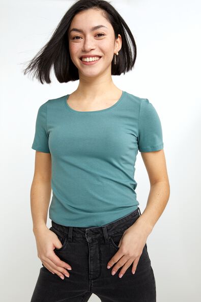 Damen-Basic-T-Shirt grün M - 36341182 - HEMA