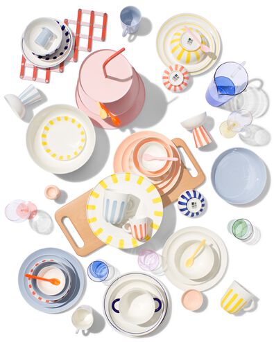 petite assiette &Oslash;21cm - new bone blanc et bleu - vaisselle d&eacute;pareill&eacute;e - 9650006 - HEMA