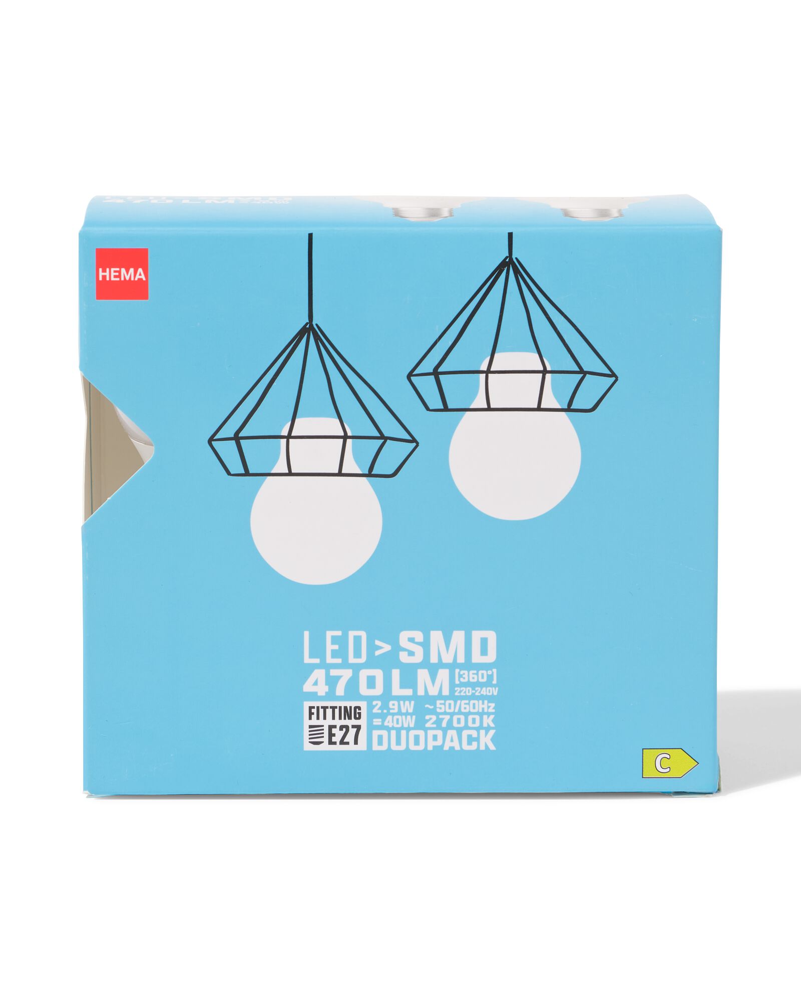 poire led smd E27 2,9W 470lm - 2 pi&egrave;ces - 20000072 - HEMA