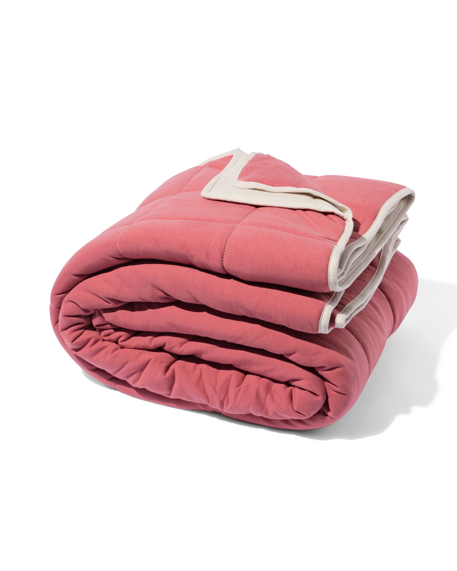 Tagesdecke Jersey beige/rot kariert 260 x 235 - 5760102 - HEMA