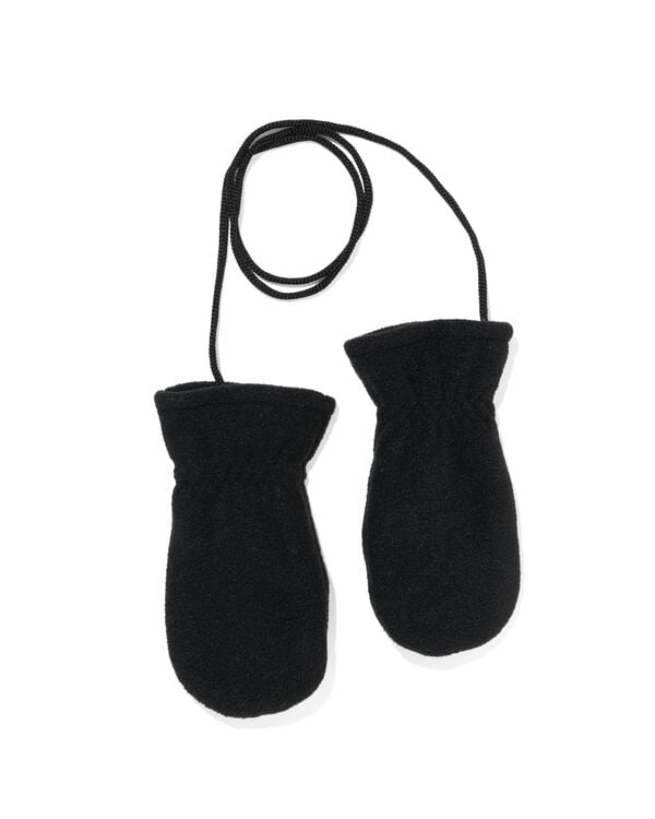 kinderwanten fleece  zwart zwart - 16700330BLACK - HEMA