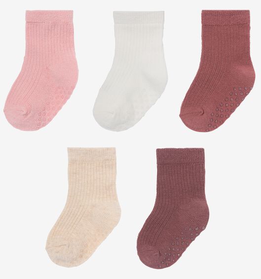 5 paires de chaussettes bébé avec coton rose 0-6 m - 4770341 - HEMA