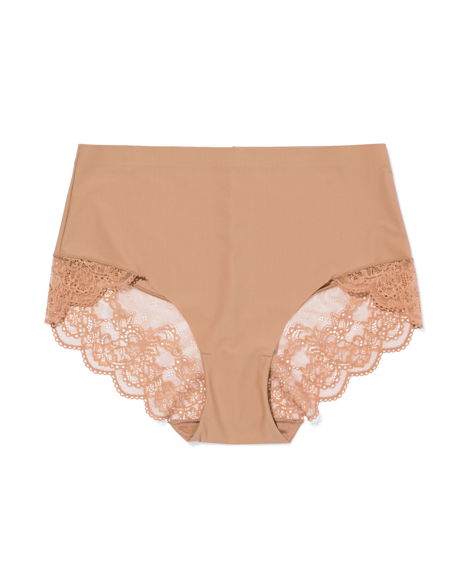medium corrigerende slip hoge taille met kant lichtbruin lichtbruin - 21500355LIGHTBROWN - HEMA