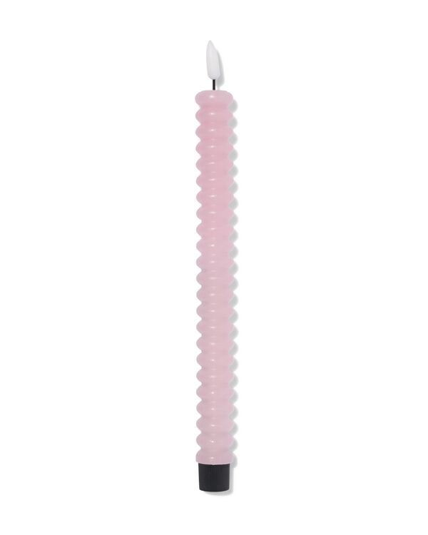 bougie LED longue ⌀2,3 x 29 cm nervur&eacute;e rose clair - 13550156 - HEMA
