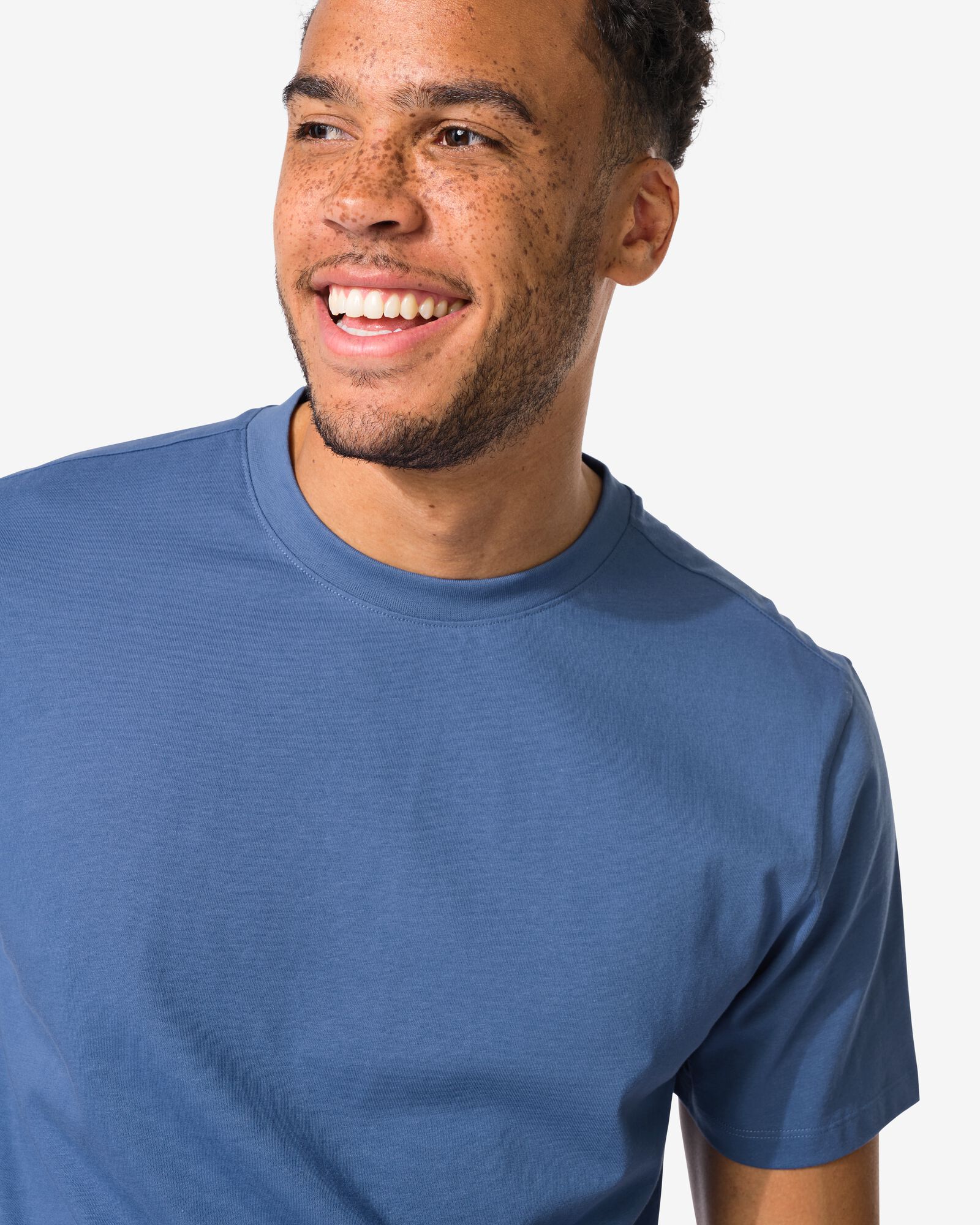 Herren-T-Shirt Regular mittelblau - 2190350MIDBLUE - HEMA