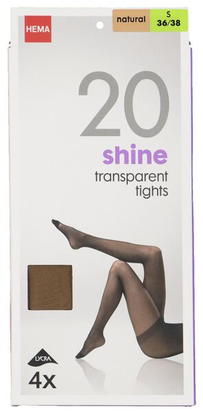 4er-Pack glänzende, transparente Strumpfhosen, 20 Denier naturfarben naturfarben - 1000000739 - HEMA