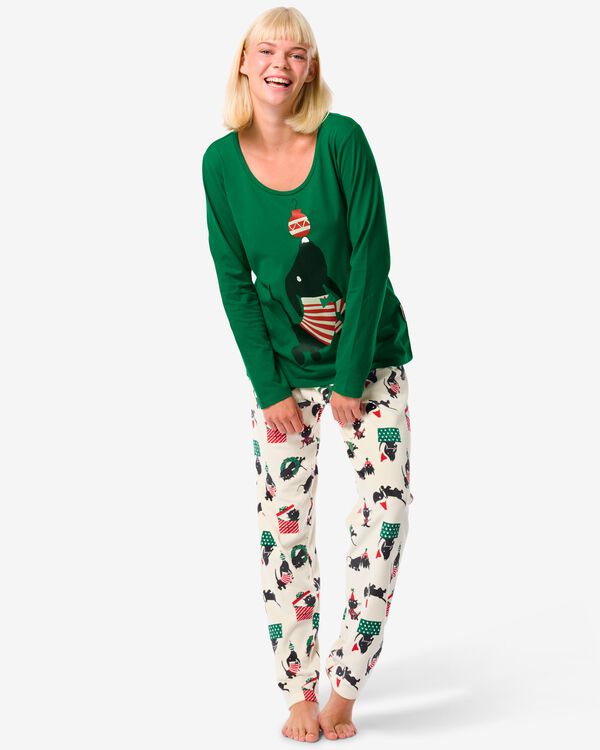 Pyjama femme Takkie coton/velours vert vert - 23460250GREEN - HEMA