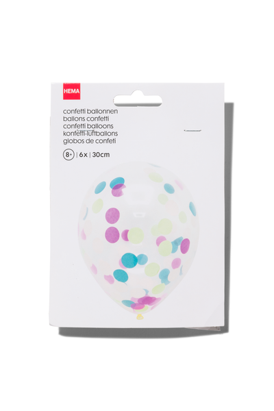 6er-Pack Konfetti-Luftballons, 30 cm - 14200760 - HEMA