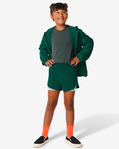 pantalon de sport court enfant avec legging vert foncé 134/140 - 36090453 - HEMA