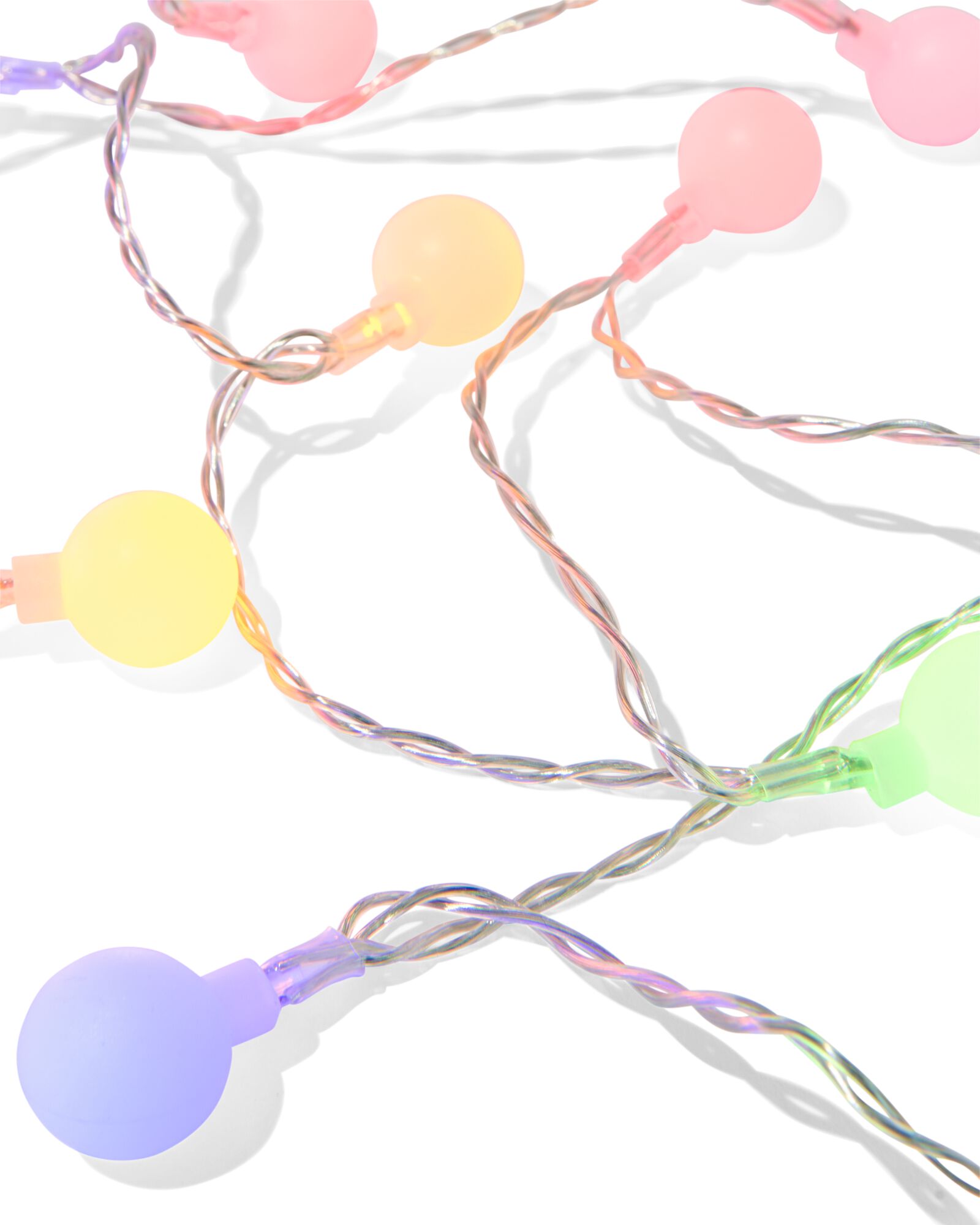 lichtsnoer 5.1m met 50 gekleurde LED lampjes balletjes - 25550024 - HEMA