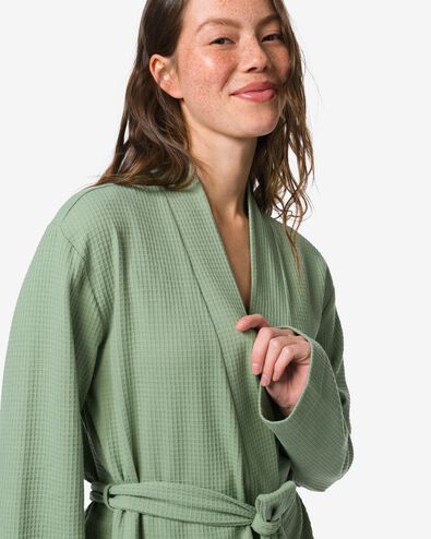 peignoir femme en coton gaufr&eacute; vert vert - 23400355GREEN - HEMA