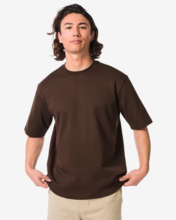 heren T-shirt Job oversized fit donkerbruin donkerbruin - 2179030DARKBROWN - HEMA