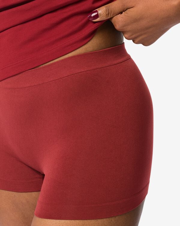 boxer femme sans couture microfibre rouge foncé - 19601614DARKRED - HEMA