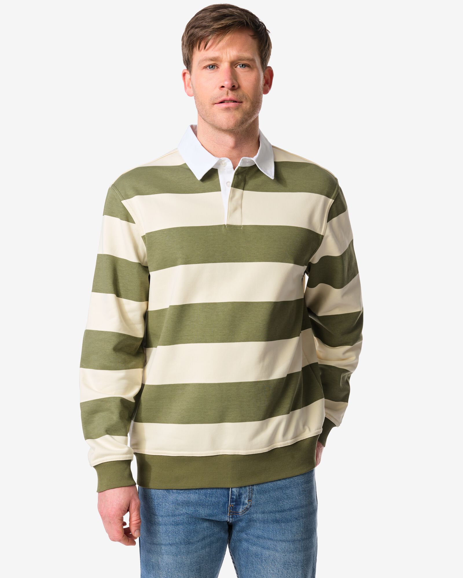 pull homme Sammy tissu sweatshirt rayures vert moyen vert moyen - 2130420MIDGREEN - HEMA