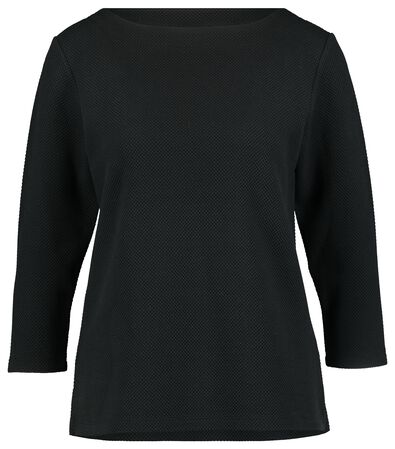 t-shirt femme relief noir XL - 36218079 - HEMA