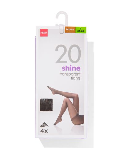 collants brillants transparents 20 deniers - 4 pi&egrave;ces marron marron - 4060110BROWN - HEMA