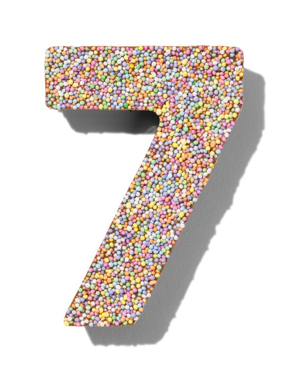 chiffre de f&ecirc;te 7 en chocolat avec perles multicolores - 10360008 - HEMA
