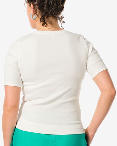 t-shirt femme Clara côtelé blanc blanc - 36259250WHITE - HEMA