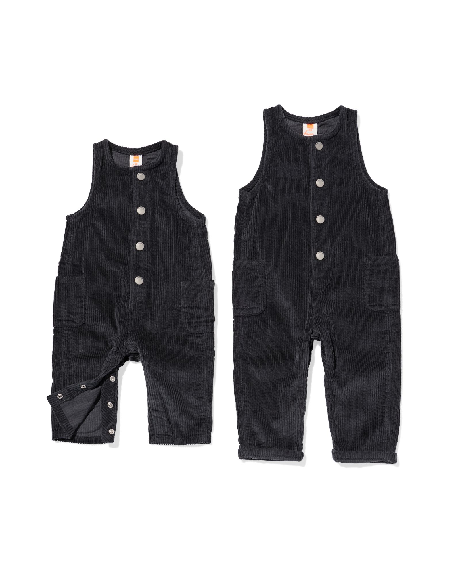 babyjumpsuit corduroy  donkergrijs donkergrijs - 33168870DARKGREY - HEMA