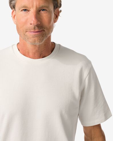 heren T-shirt relaxed fit structuur gebroken wit gebroken wit - 2129900OFFWHITE - HEMA