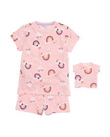 pyjacourt enfant arc-en-ciel avec t-shirt de nuit poupée rose pâle rose pâle - 1000030188 - HEMA