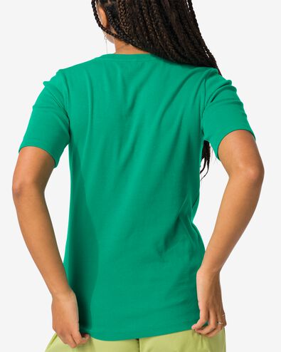dames t-shirt Clara rib groen XL - 36257454 - HEMA